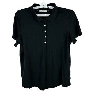 Lee Riders Womens Black Polo Shirt 2X Spandex Cotton Blend Short Sleeve Casual T